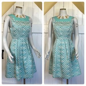 Eva Franco / anthropologie cotton blend robins egg & white pleated dress